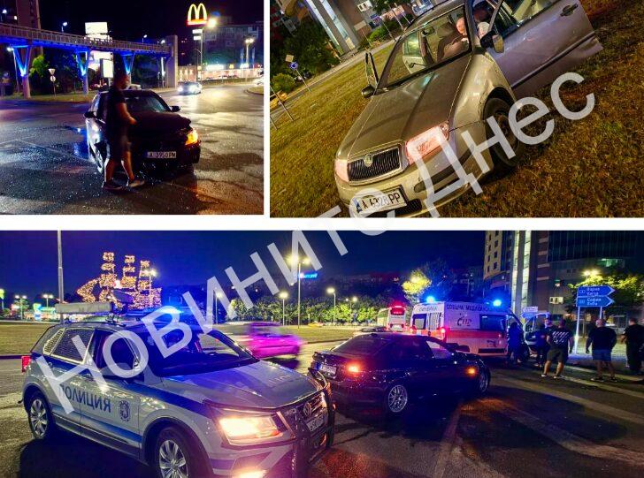 Два автомобила се блъснаха на кръговото на „Мираж“ по тъмна доба, има пострадали (СНИМКИ и ВИДЕО)